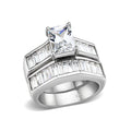 LO5S059- Sterling Silver Ring with CZ In Clear High Polished( NO Plating)