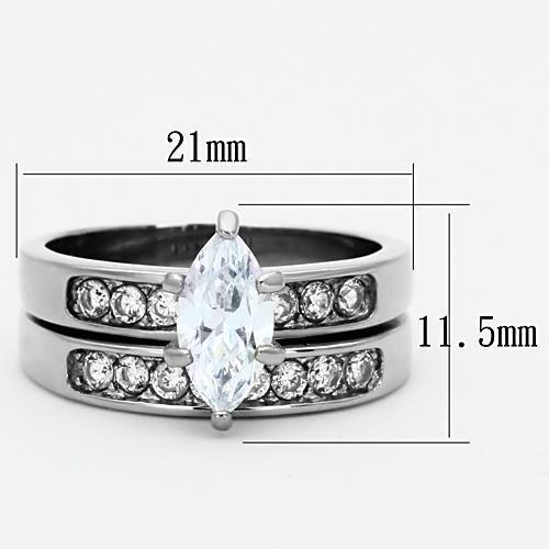 TK1319 - High polished (no plating) Stainless Steel Ring with AAA Grade CZ  in Clear