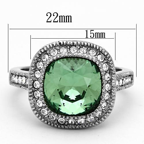 TK1317 - High polished (no plating) Stainless Steel Ring with Top Grade Crystal  in Emerald
